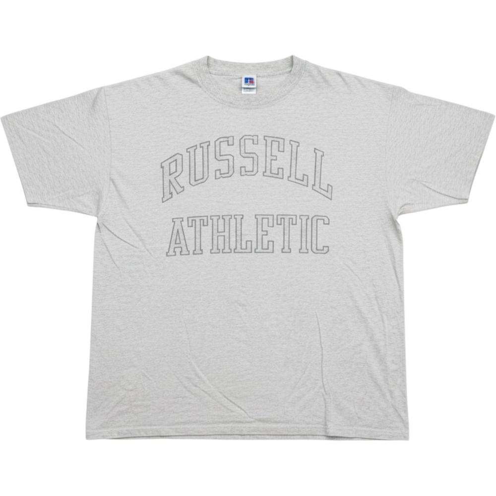 Vintage 90s Russell Athletic Spellout T-Shirt Heather Gray Made in USA Men's XL